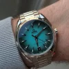 Omega Seamaster Aqua Terra turquoise dial watch front view