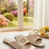 DOLCE & GABBANA DG-logo leather slides in black