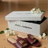 DOLCE & GABBANA DG-logo leather slides in black