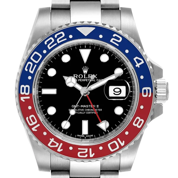 rolex-gmt-master-ii-white-gold-pepsi-bezel-mens-watch-116719-41886_591af.jpg Rolex GMT Master II Watch with Pepsi Bezel - Front View