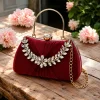 Elegant stone-studded bridal clutch in gold