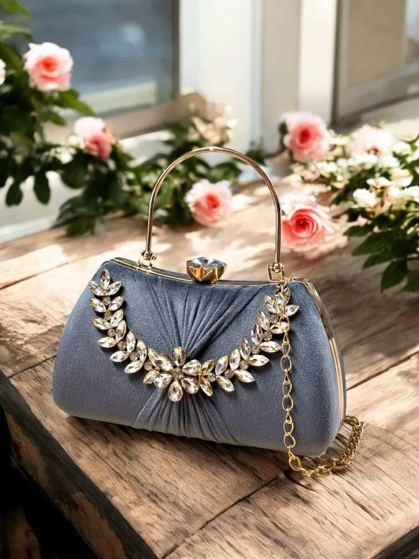 Elegant stone-studded bridal clutch in gold