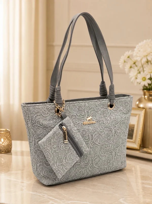 WhatsApp Image 2026-08-22 at 1.41.51 PM Premium Ladies Lace Tote Handbag in black with pouch